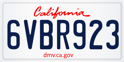 CA license plate 6VBR923