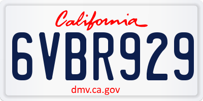CA license plate 6VBR929