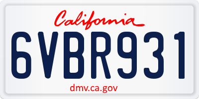 CA license plate 6VBR931