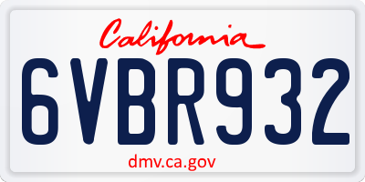 CA license plate 6VBR932