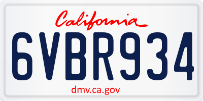 CA license plate 6VBR934