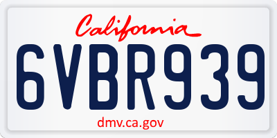 CA license plate 6VBR939