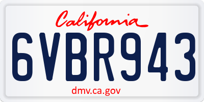 CA license plate 6VBR943
