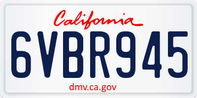 CA license plate 6VBR945