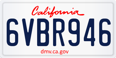 CA license plate 6VBR946