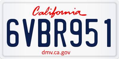 CA license plate 6VBR951