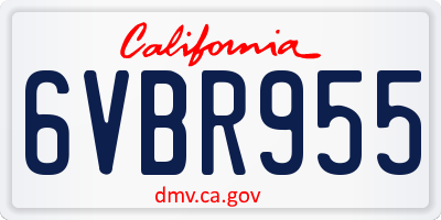 CA license plate 6VBR955