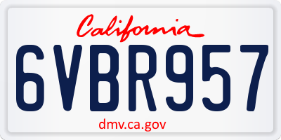 CA license plate 6VBR957