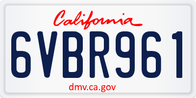 CA license plate 6VBR961