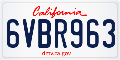 CA license plate 6VBR963