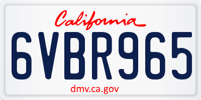 CA license plate 6VBR965