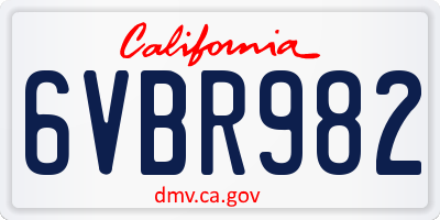CA license plate 6VBR982