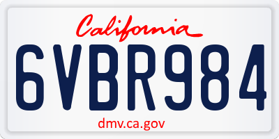 CA license plate 6VBR984
