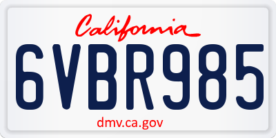 CA license plate 6VBR985