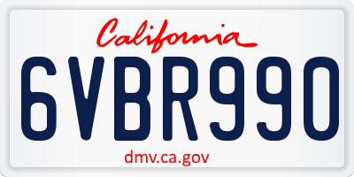CA license plate 6VBR990