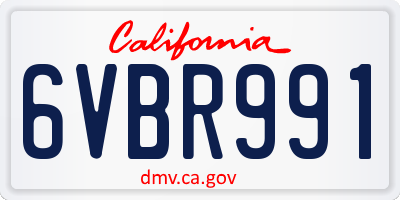 CA license plate 6VBR991