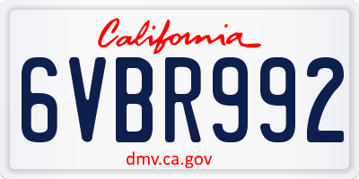 CA license plate 6VBR992