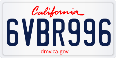 CA license plate 6VBR996