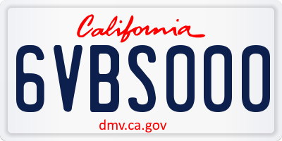 CA license plate 6VBS000