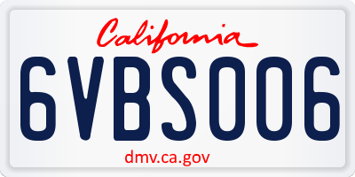 CA license plate 6VBS006
