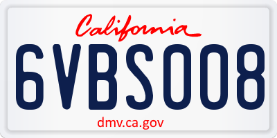 CA license plate 6VBS008