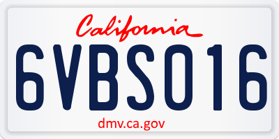 CA license plate 6VBS016