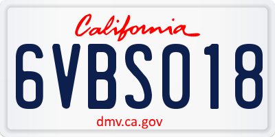 CA license plate 6VBS018