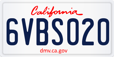 CA license plate 6VBS020