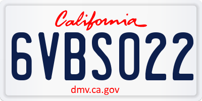 CA license plate 6VBS022