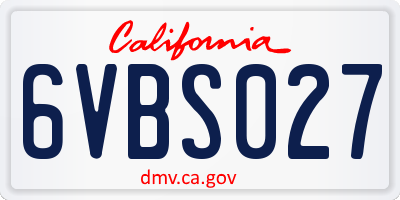 CA license plate 6VBS027