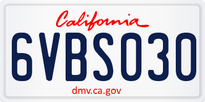 CA license plate 6VBS030