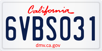 CA license plate 6VBS031