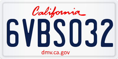 CA license plate 6VBS032