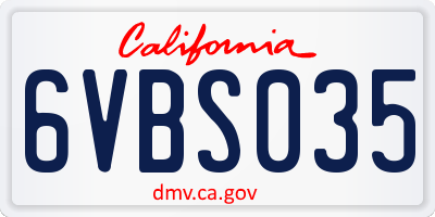 CA license plate 6VBS035