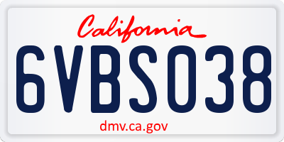 CA license plate 6VBS038