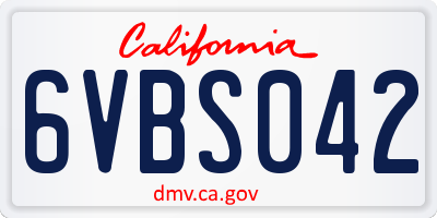 CA license plate 6VBS042