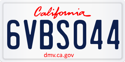 CA license plate 6VBS044
