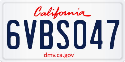 CA license plate 6VBS047