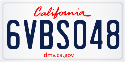 CA license plate 6VBS048