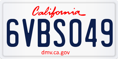 CA license plate 6VBS049