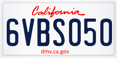 CA license plate 6VBS050