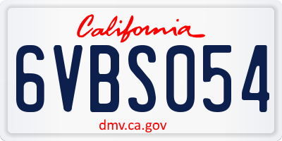 CA license plate 6VBS054
