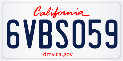 CA license plate 6VBS059