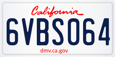 CA license plate 6VBS064