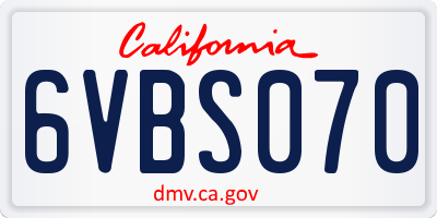 CA license plate 6VBS070