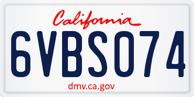 CA license plate 6VBS074