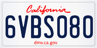 CA license plate 6VBS080