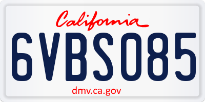 CA license plate 6VBS085