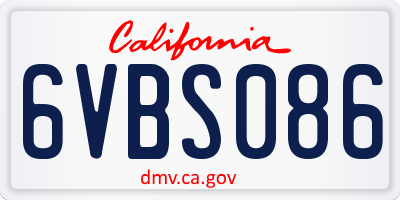CA license plate 6VBS086