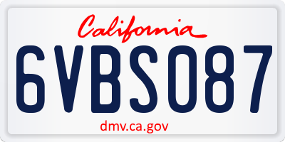 CA license plate 6VBS087